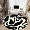 1pc Black Cats Office Round Area Rug, Indoor Mat Suitable For Office, Under Office Chairs Bedroom Living Room Home Decor, Room Deco, 093