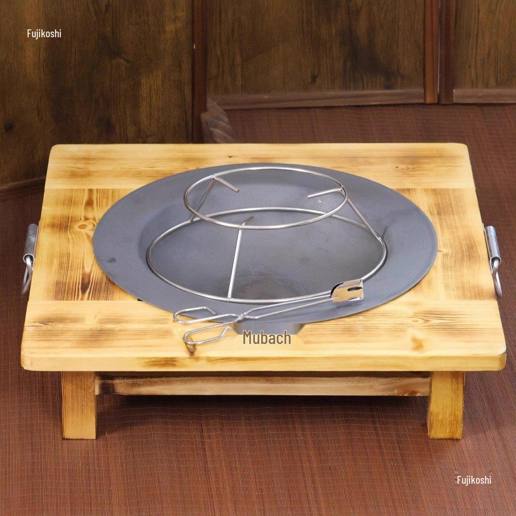 Thick Solid Wood Fire Pit: Old-Fashioned Cast Iron Brazier & Barbecue Stove for Cooking, Tea, & Winter Heating