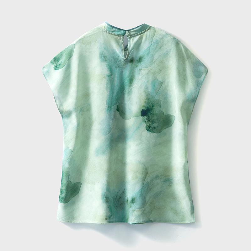 

Элегантная китайская блузка из шелка омбре тай-дай - шелк тутового дерева с двумя вариантами цвета XL