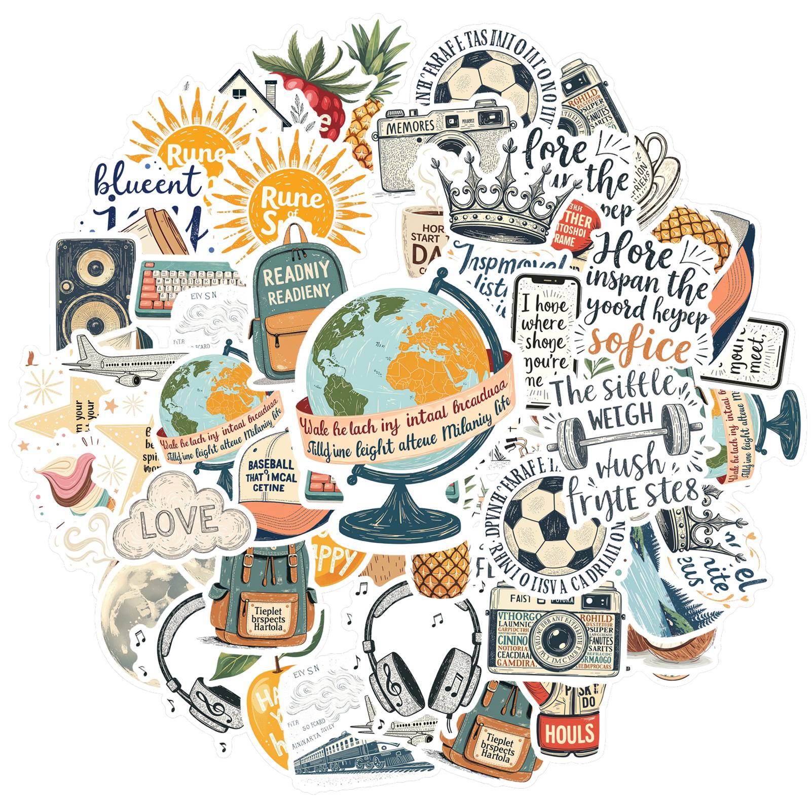 

35-100pcs Retro Nostalgia Stickers Decals Diy Stationery Phone Scrapbook Guitar Cute Vintage Decoration Sticker