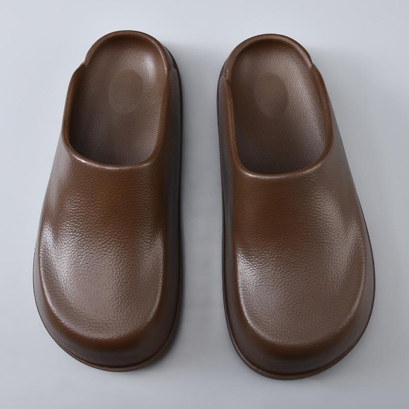 

Thick-soled bag head slippers for women s summer wear new waterproof and non-slip one-pedal height-increasing Boken slippers beach shoes 44-45 коричневый