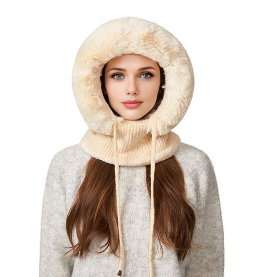 Outdoor Headgear 3 in 1 Hat Scarf Detachable Face Guard Set Adjustable Face Fit Windproof Warm Knit Fleece Cold Weather Hat