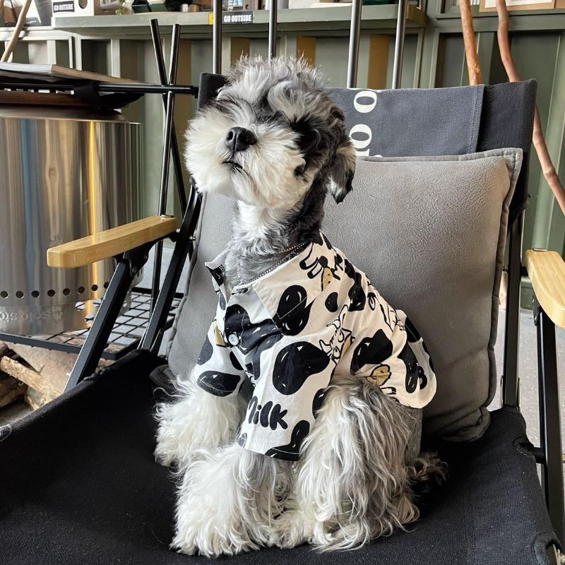 

Pet Clothes Summer Thin Vacation Cow Shirt Teddy Schnauzer Shiba Inu Cat Bi Bear Dog Clothing S chest 34 back 24 about 3-4 catties