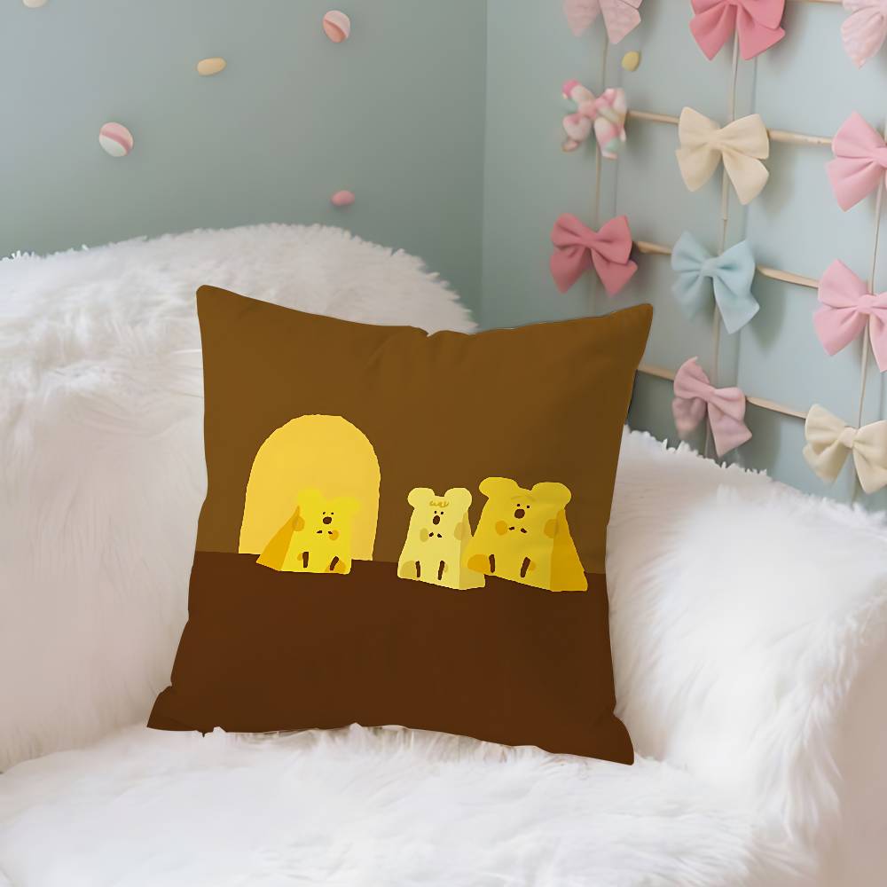 Korea D-Dinotaeng Cute Pillow Case Throw Pillow Cover Nordic Vintage Style Cushion Covers Home Living Room Sofa Couch Seat