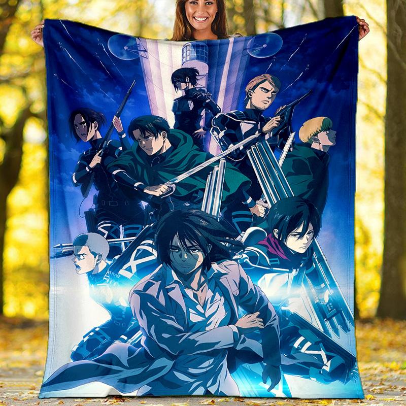 Attack on Titan printed throw blanket—lightweight,soft,warm;versatile blanket for all seasons—perfect as &air-conditioning throw,nap blanket