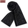Men's Pure Gray Plaid Wool Blend Winter Scarf - Thick and Warm