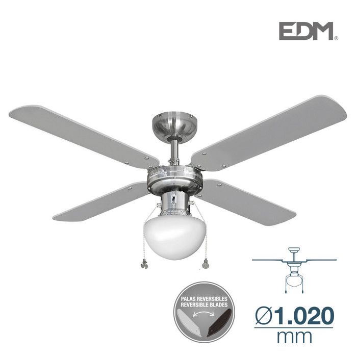 Stropní ventilátor CARIBE 50W 85cm chrom 1xE27 60W EDM 33801