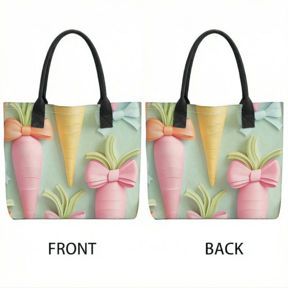 Cute Carrot Pattern Tote Bag Fashion Canvas Shoulder Bag for Daily Use