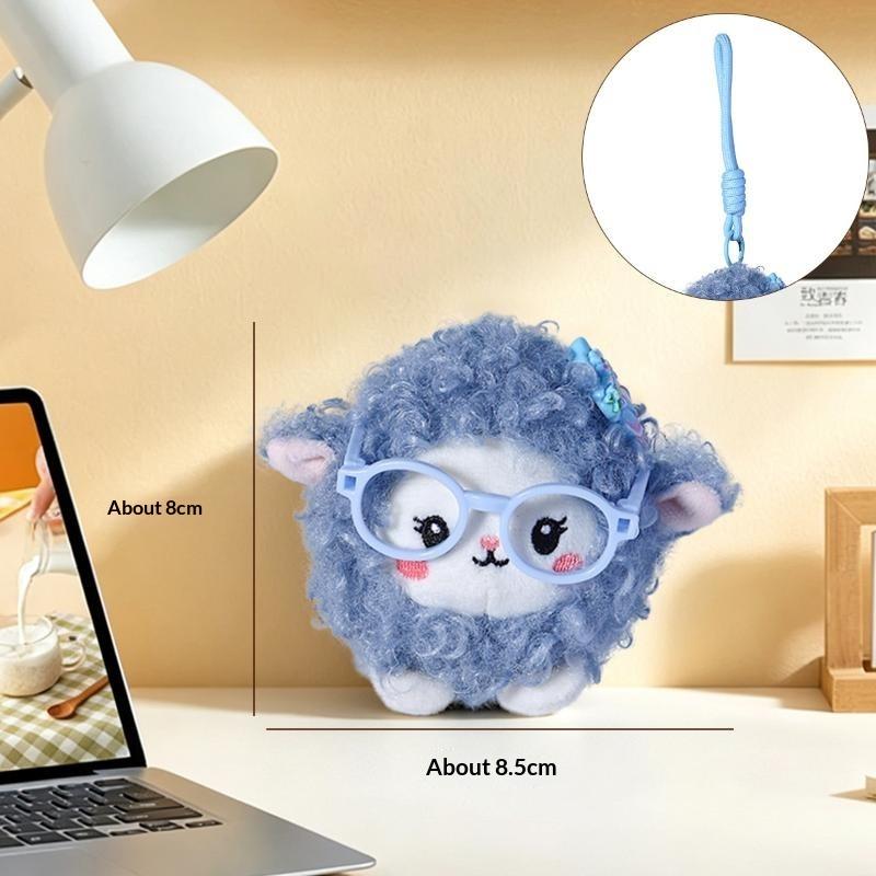 New Short Velvet Sheep Keychain Doll With Glasses Portable Sheep Keychain Soft Bag Pendant Backpack Accessories 1Pc