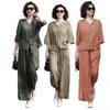Women Casual 2 Piece Outfit Sleeve Button Down Shirt Wide Leg Pants 45720