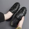 Czarne skórzane buty Moda męska Obuwie biznesowe Strój biznesowy Męskie skórzane buty Round Toe Spot Young Men's Shoes