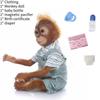 Reborn Silicone Monkey Doll Cotton Toys Simulation In Clothing Blue Pink Gift