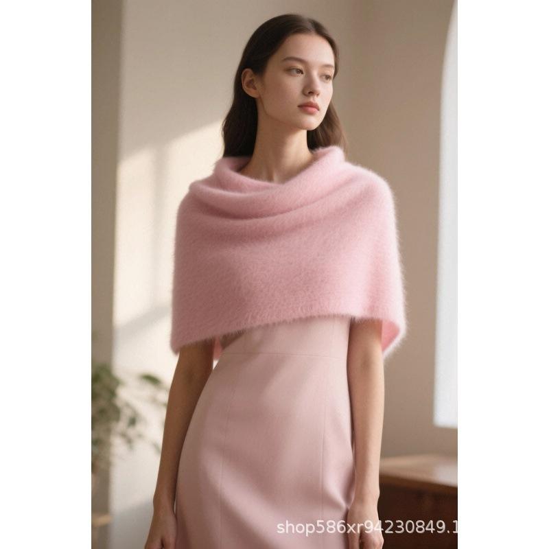 Mohair scarf light pink imitation cashmere shawl women's winter scarf new autumn and winter Korean atmosphere