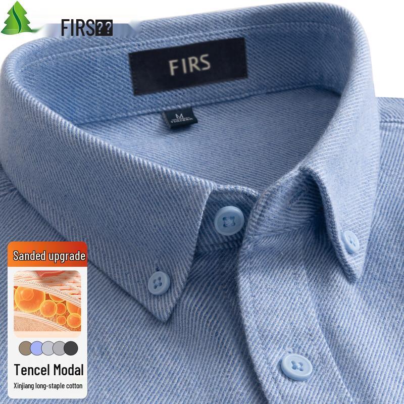 FIRS Men's Modal Brushed Long-Sleeve Business Casual Shirt
