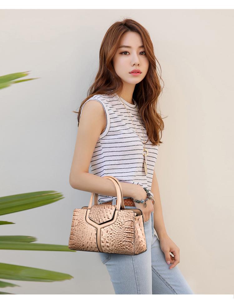 Crocodile Pattern Women's Shoulder Tote - European & American Retro Fashion with Zipper, Large Capacity