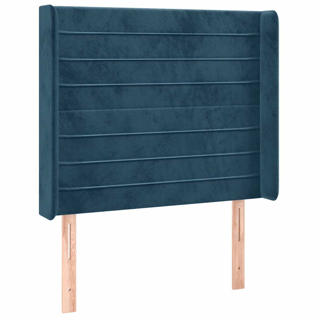 Box Spring Bed with Mattress & LED Dark Blue 100x200 cm Velvet