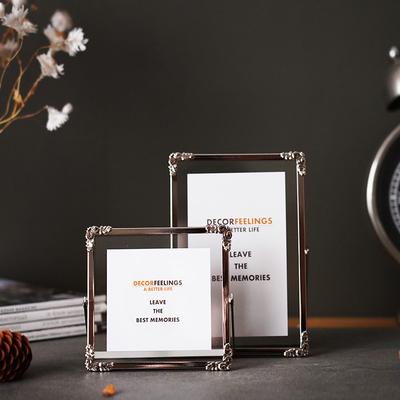 1pc Silver Metallic Glass Photo Frame Apartment Desktop Display Sample Photo Rack. Home Decorations, Bedroom Photo Frame