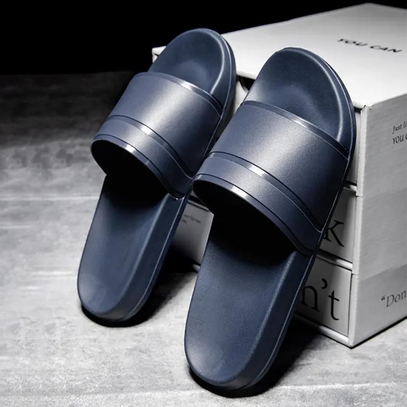 

Summer Men And Women Slippers Sandals Flip Flops Man Solid Color Simple Non-slip Soft Sole Unisex Shower Slippers Couple Shoes 46-47 синий