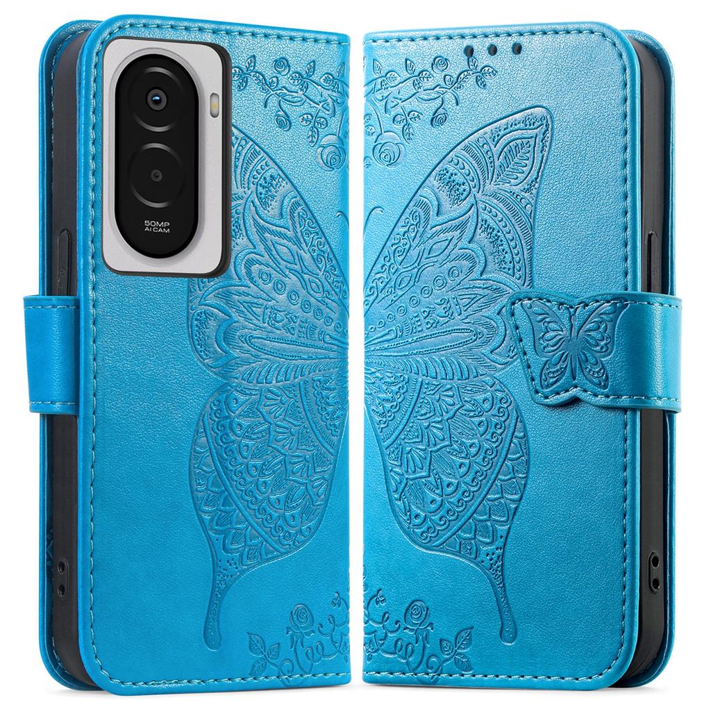 For Xiaomi Poco M7 4G (169mm) Case with Strap Butterfly Pattern PU Leather Wallet Phone Cover