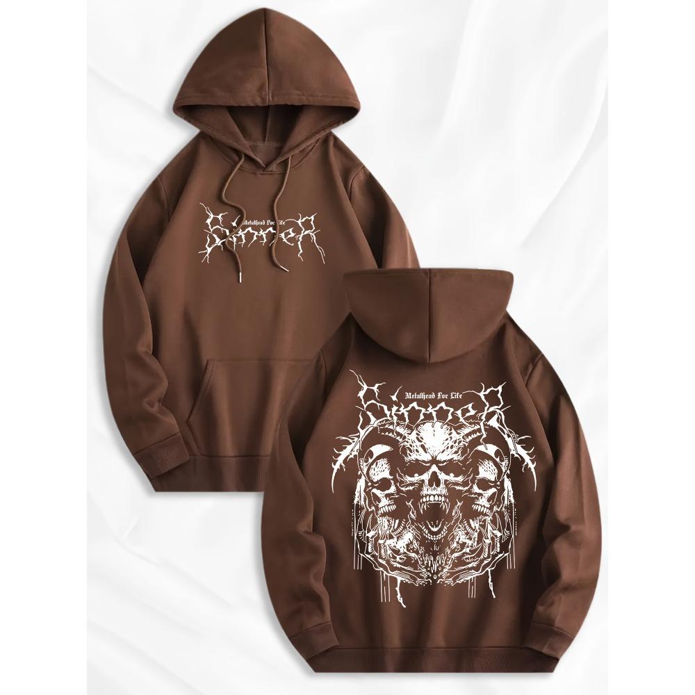 Men's Fashionable Printed Hoodie with Kangaroo Pockets and Front and Back Prints, Trendy Design, Preferred for Casual Wear