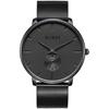 BUREI Men's Black Watch, Simple, Stylish, Popular, Waterproof, Men's Watch (Black-Black-Black Hands, Stainless Steel)
