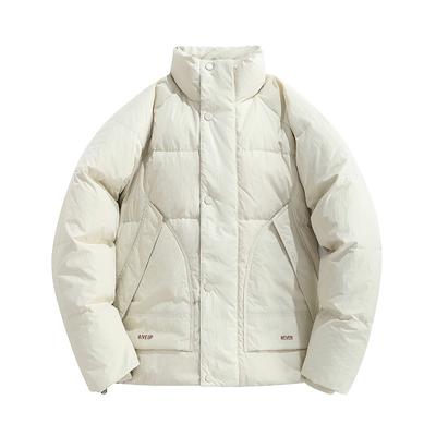 Winter Men's New National Standard Down Jacket Thickened Warm Bread Clothing Fashion Brand Standing Collar Short Cotton-padded Coat Loose Coat