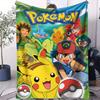 Pokémon Anime Flannel Blanket Pikachu Ash Ketchum Print Soft Warm Throw Sofa Bed Cover Cozy Nap Cape Gift for Kids Adults Fans