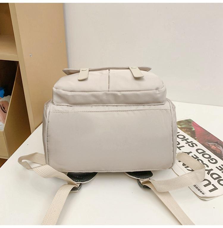 Nylon Middle School Student Schoolbag Waterproof Solid Color Backpack Large Capacity