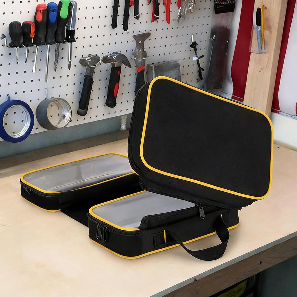 Roll Up Tool Bag with 3 Clear Window Cases Tri-fold Tool Bag Organizer Detachable Oxford Fabric Ideal for Crafts DIY Repair Men