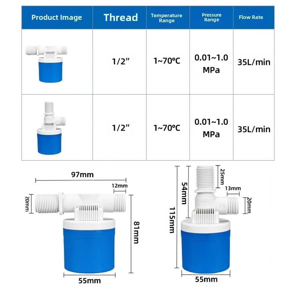 1Pc Durable Automatic Water Float Valve 1/2" Male Thread Side Inlet Water Level Control Valve Tank Valve Aquariums