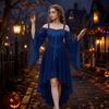 Women's Gothic Off Shoulder Spaghetti Strap Color Chiffon Dress with Butterfly Sleeves and Irregular Hem