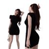 Spice girl sexy knitted slim dress women's summer small temperament slim black hip skirt