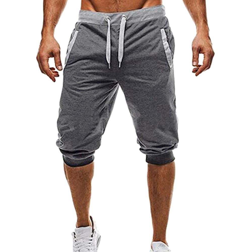 Men Sport Fitness Jogging Elastic Stretchy Bodybuilding Bermuda Sweatpants 