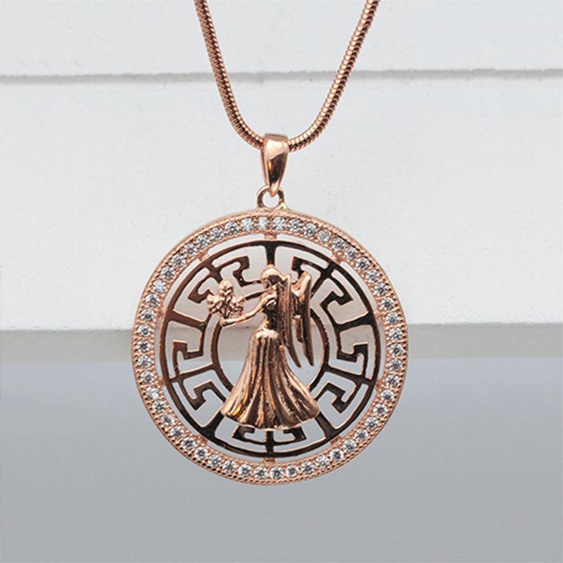 Purple Gold-Plated Rose Gold 18K Leo Pendant Twelve Constellations Classic