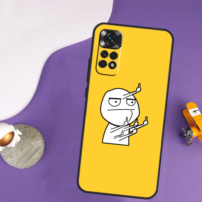 Funny Man Middle Finger Case For Xiaomi Redmi Note 13 14 Pro 12 9 10 11 Pro 10S 11S 12S Redmi 14C 13C 10C 12C Cover