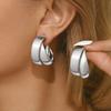 Vintage Stainless Steel Double-Layer Hoop Earrings For Women Fashion Geometric Round Drop Earrings Trendy Party Jewelry