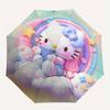 Hello Kitty,Pastel Rainbow Automatic Folding Umbrella-Simple 8-Rib Design, Bright Cartoon Pattern, Durable Iron Frame, Suitable For Travel,