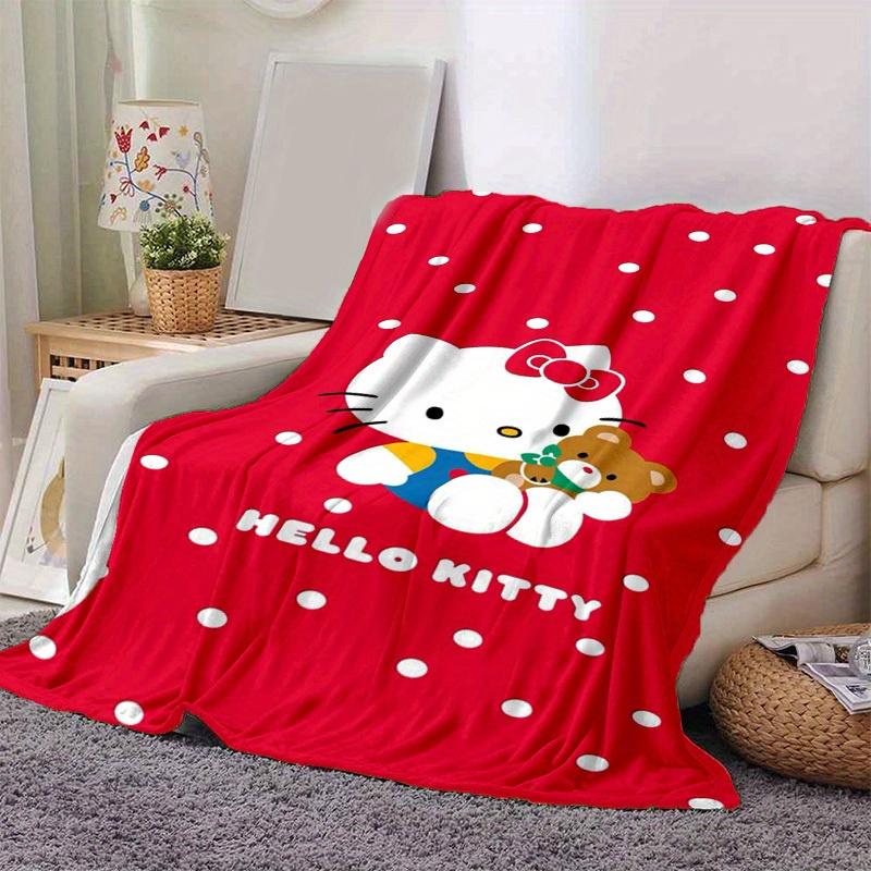 1pc. Hello Kitty Red Polka Dot Blanket - Perfect for Home, Office, Outdoor Use, Gift Idea, Suitable for Al