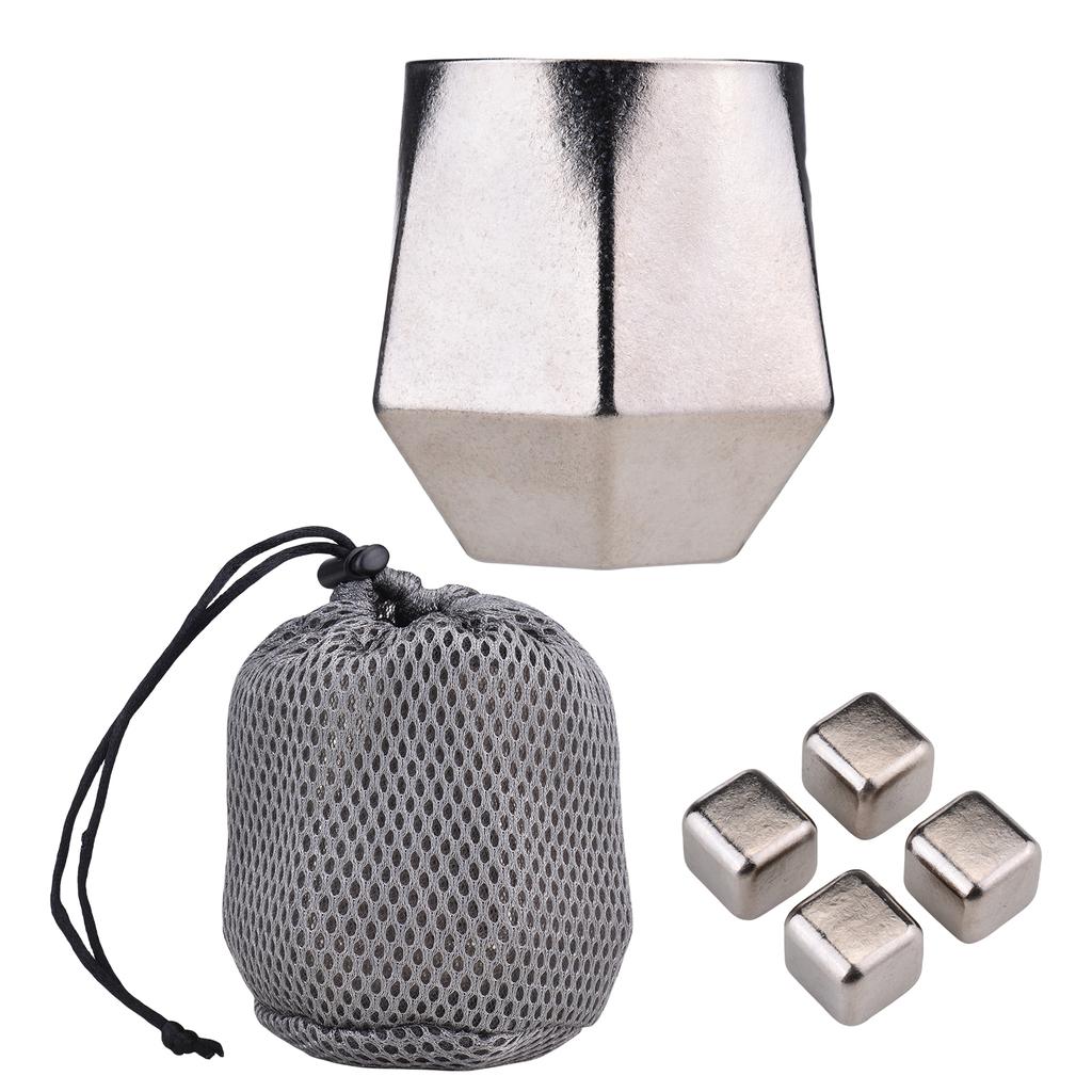 Outdoor Camping 240ml Double Wall Ti Cup Insulated Ti Mug with Ti Ice Cubes