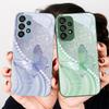 Pearl Butterfly Gradient For Samsung Galaxy S23 24 Plus S20 21 FE S25 Ultra A70 72 73 51 52 53 Tempered Glass Phone Case