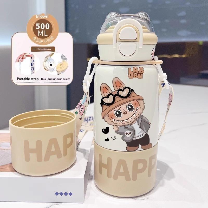 Thermos Cup Children's Double Cup Lid Water Cup Student Use School Convenient Thermal Insulation Pot