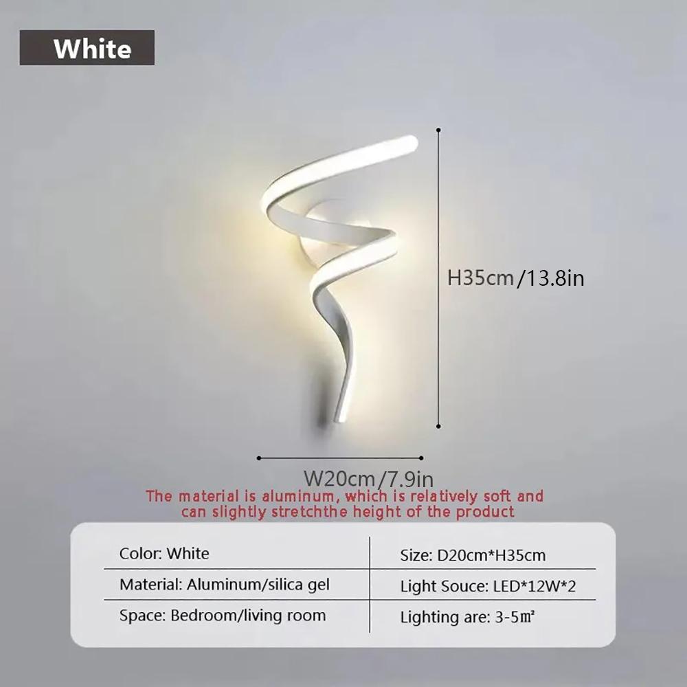 

Современный светодиодный настенный светильник, минималистичный спиральный настенный светильник, изогнутый домашний декор, настенное крепление, настенное бра для спальни, балкона Warm White