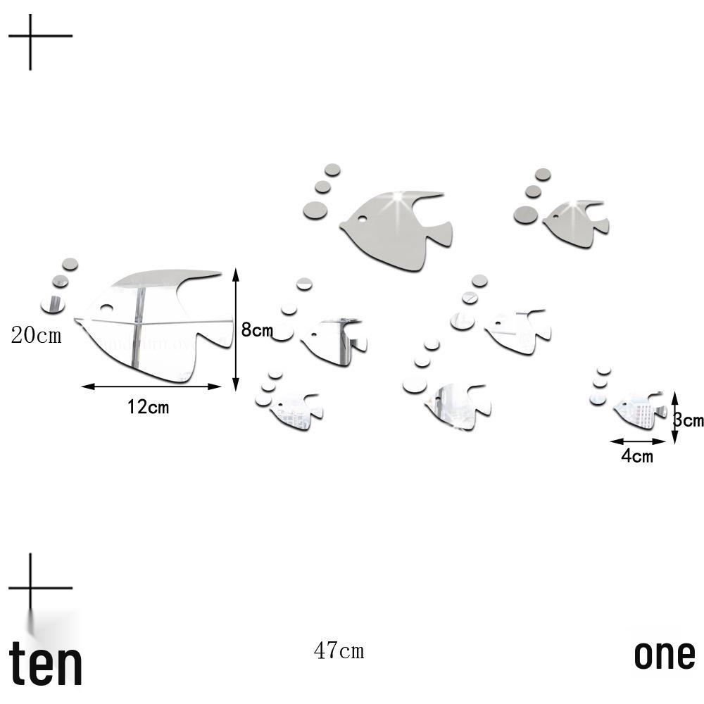 Bubble Fish Acrylic Mirror Wall Sticker - Self-Adhesive Nursery Décor