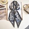 New Summer Small Long Striped Silk Scarf for Women with Versatile Extra Long Hair Strap Scarf Korean Diamond Strap Streamer