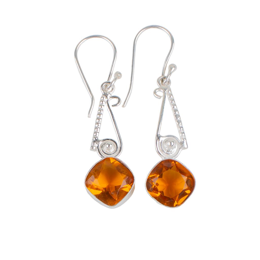 Citrine Gemstone 925Sterling Silver Jewelry Handmade Women's Gift Earrings 1.90" EE-46-1