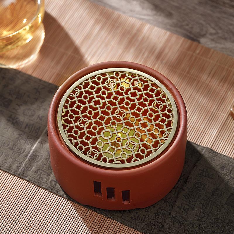 Warm Tea Stove Roasted Orange Base Candlestick Warm Tea Maker Ceramic Heating Base Japanese Style Roasted Tea Maker
