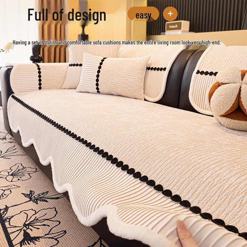 Luxurious Irregular Chenille Sofa Cushion - Non-Slip, All-Season, Universal 2026 Design