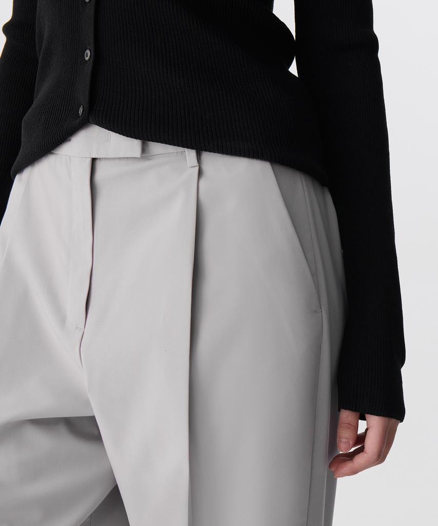 MUSINSA STANDARD WOMAN [Cooltandard] Women'S Low Waist Deep Tuck Wide Hidden Banding Slacks [Light Gray]