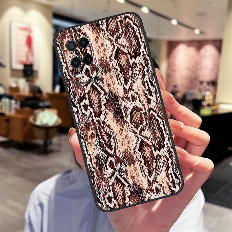 Snake Texture Case For Oppo A94 A54 A40 A60 A80 A98 A78 A18 A38 A58 A16 A76 A96 A17 A77 A74 A57S A15 Cover