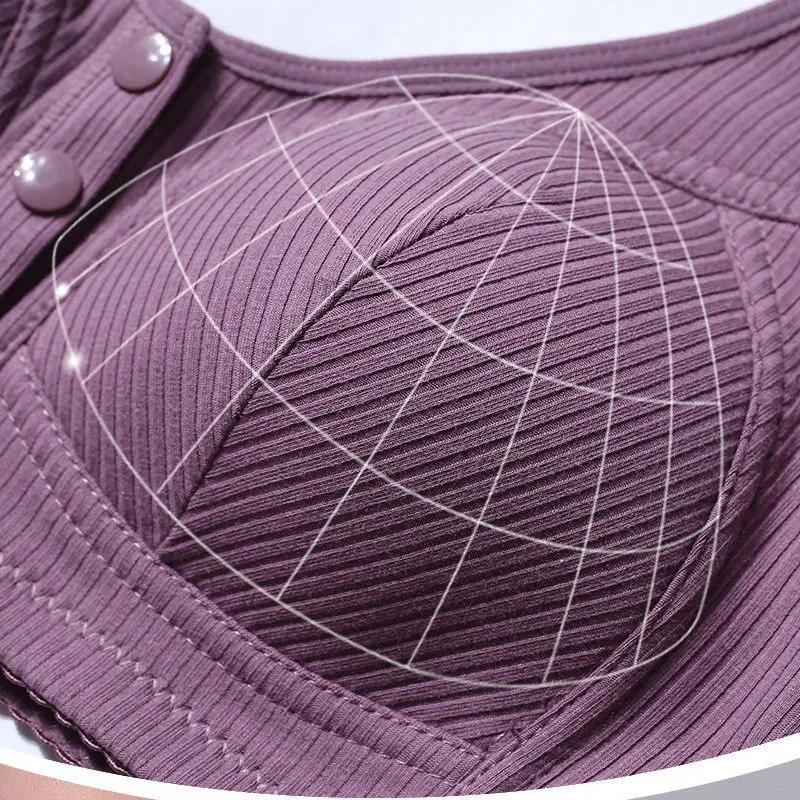 Large Size Bra Without Steel Ring Cotton Middle-aged and Elderly People's Front Buckle Gather Underwear Women's Vest Style